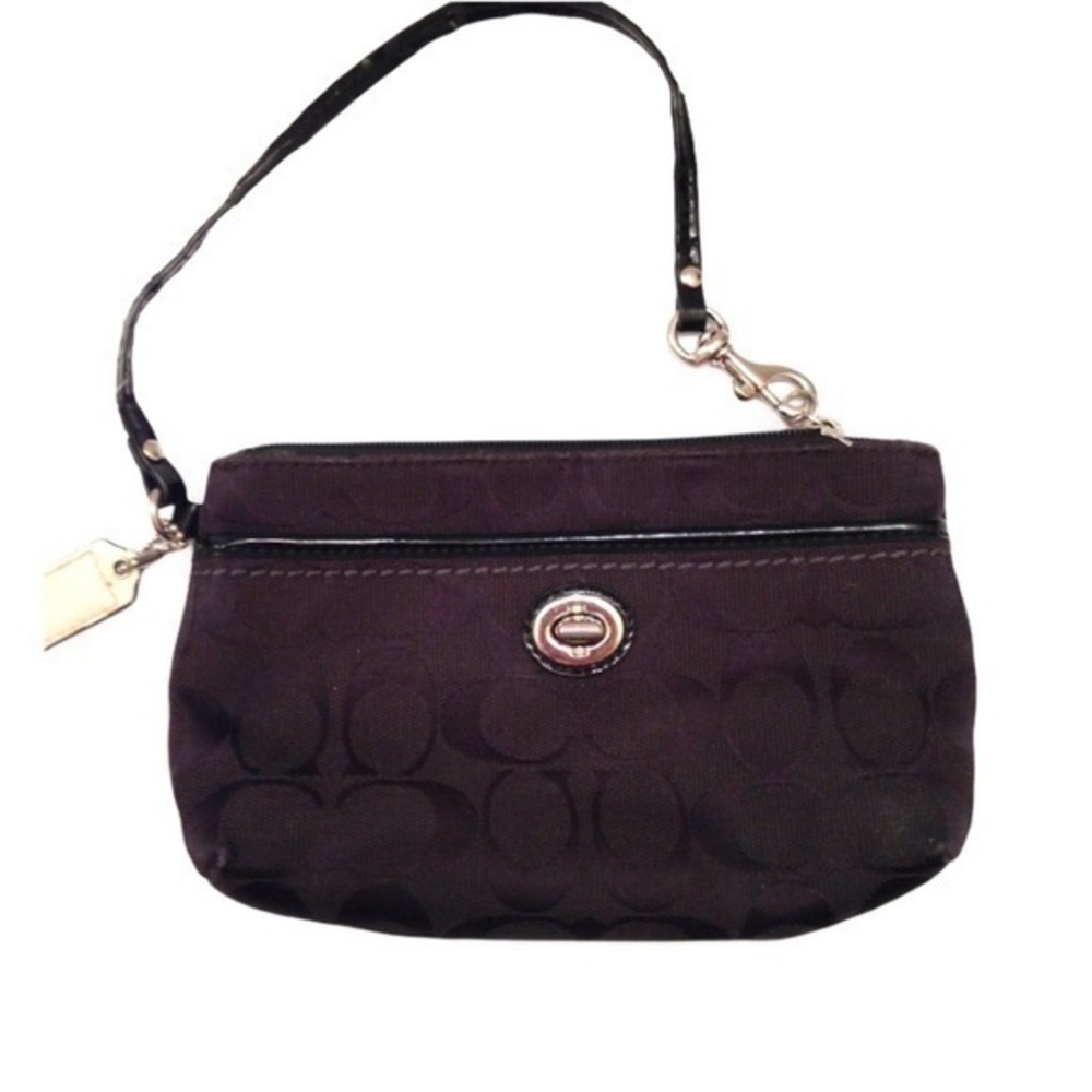 Coach black signature c wristlet clutch bag